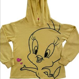Tweety Bird Girls Long Sleeve yellow Hoodie Size Small
